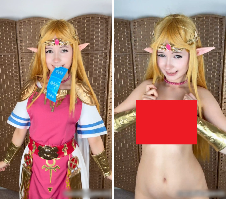 Female Legend of Zelda cosplayer reveals jaw-dropping full-frontal nude boobs. thumbnail image